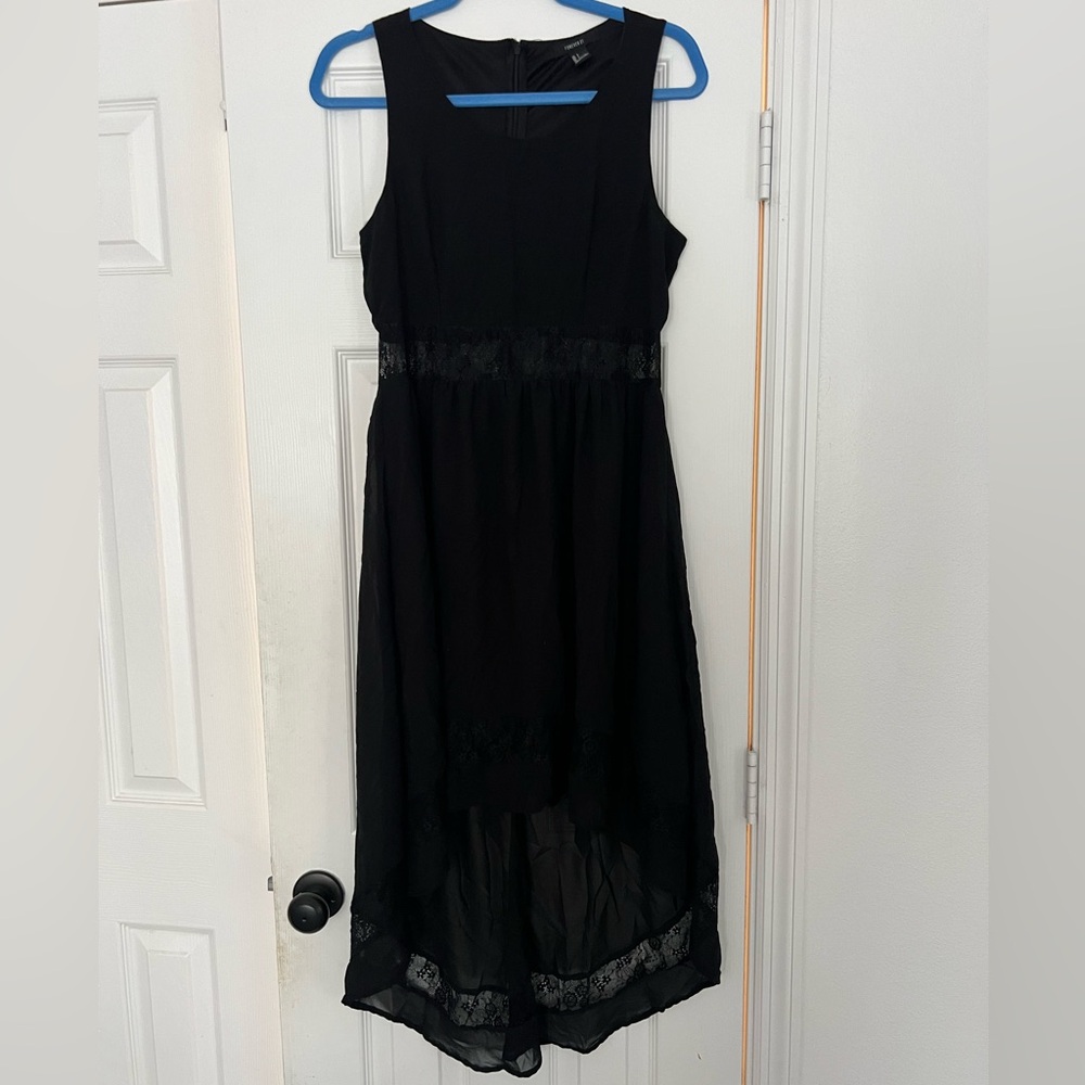 Forever 21 Black Lace Cut Out High/low dress. Whimsigoth, fairy goth Size L